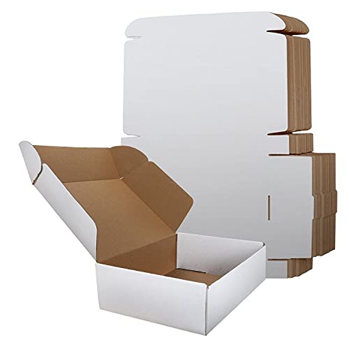 RLAVBL 25 Stück weiße Versandkartons mit den Maßen 22,9 x 15,3 x 10,2 cm für den Versand von Gegenständen, Spielzeug und Geschenken
