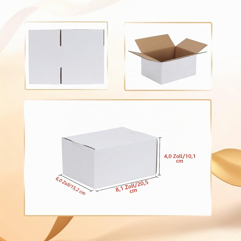 EYMPEU 40 Stück 25,4 x 15,3 x 15,3 cm Weiße Versandkarton, Kartons für kleine Gegenstände, Spielzeug, Schreibwaren und Weihnachtspäckchen