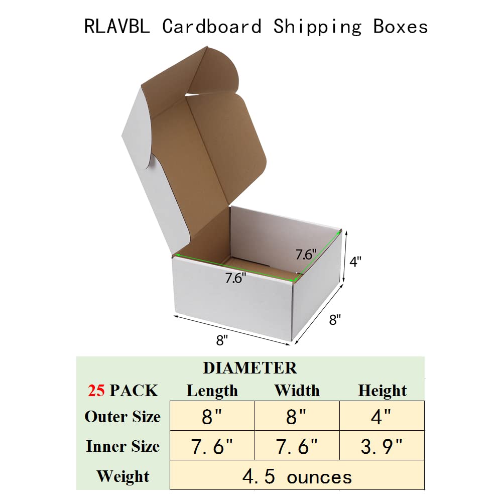 RLAVBL 25 Stück weiße Versandkartons mit den Maßen 22,9 x 15,3 x 10,2 cm für den Versand von Gegenständen, Spielzeug und Geschenken