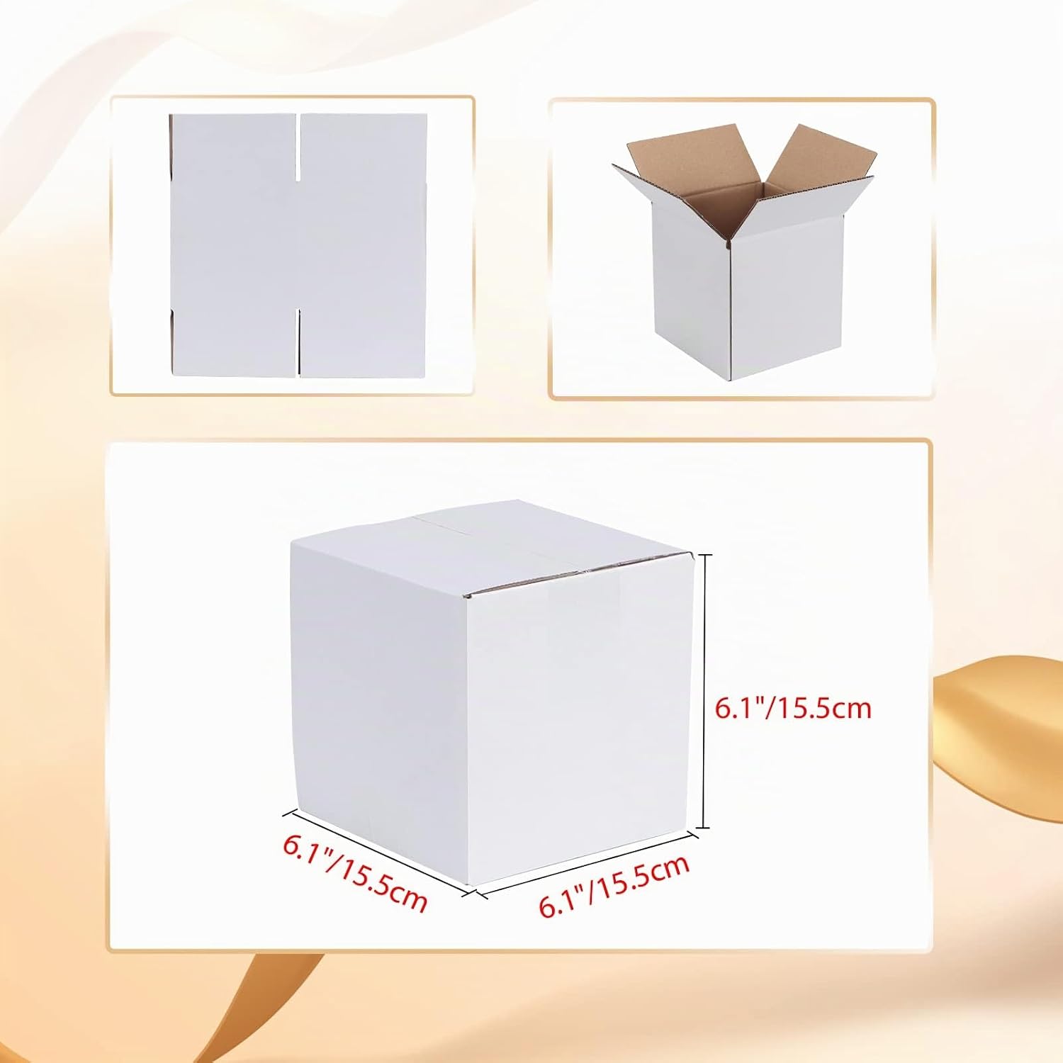 EYMPEU 40 Stück 25,4 x 15,3 x 15,3 cm Weiße Versandkarton, Kartons für kleine Gegenstände, Spielzeug, Schreibwaren und Weihnachtspäckchen