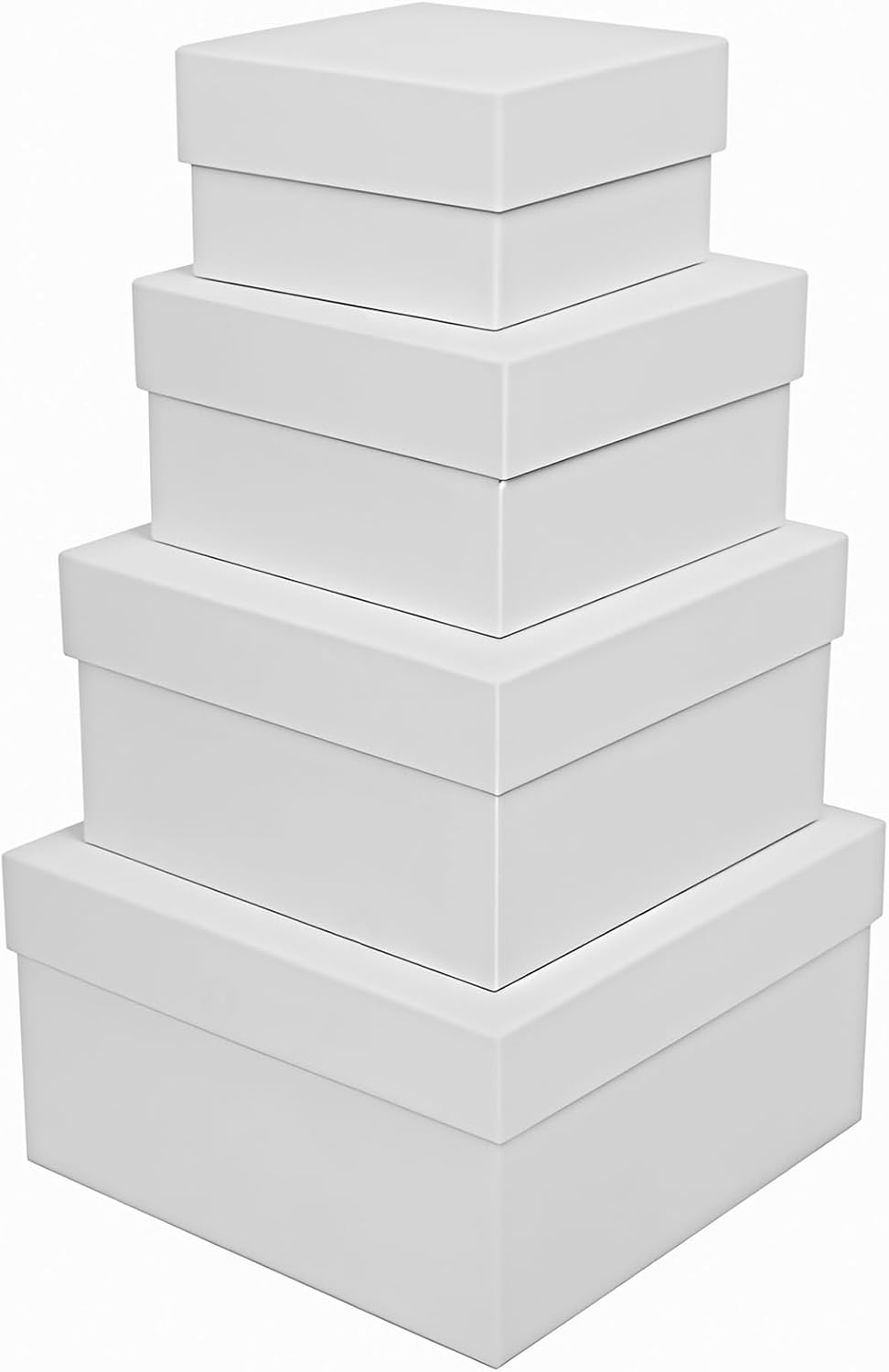 CHARMGIFTBOX 5 Stück Geschenkbox mit deckel, 10-20cm Geschenkboxen Schwarze, Quadratische Geschenkbox für Geschenke, Stapelbare Boxen für Geburtstag, Hochzeit, Weihnachten
