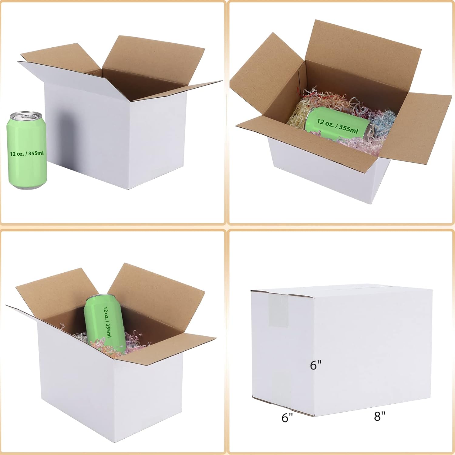 EYMPEU 40 Stück 25,4 x 15,3 x 15,3 cm Weiße Versandkarton, Kartons für kleine Gegenstände, Spielzeug, Schreibwaren und Weihnachtspäckchen