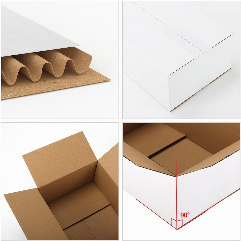 EYMPEU 40 Stück 25,4 x 15,3 x 15,3 cm Weiße Versandkarton, Kartons für kleine Gegenstände, Spielzeug, Schreibwaren und Weihnachtspäckchen