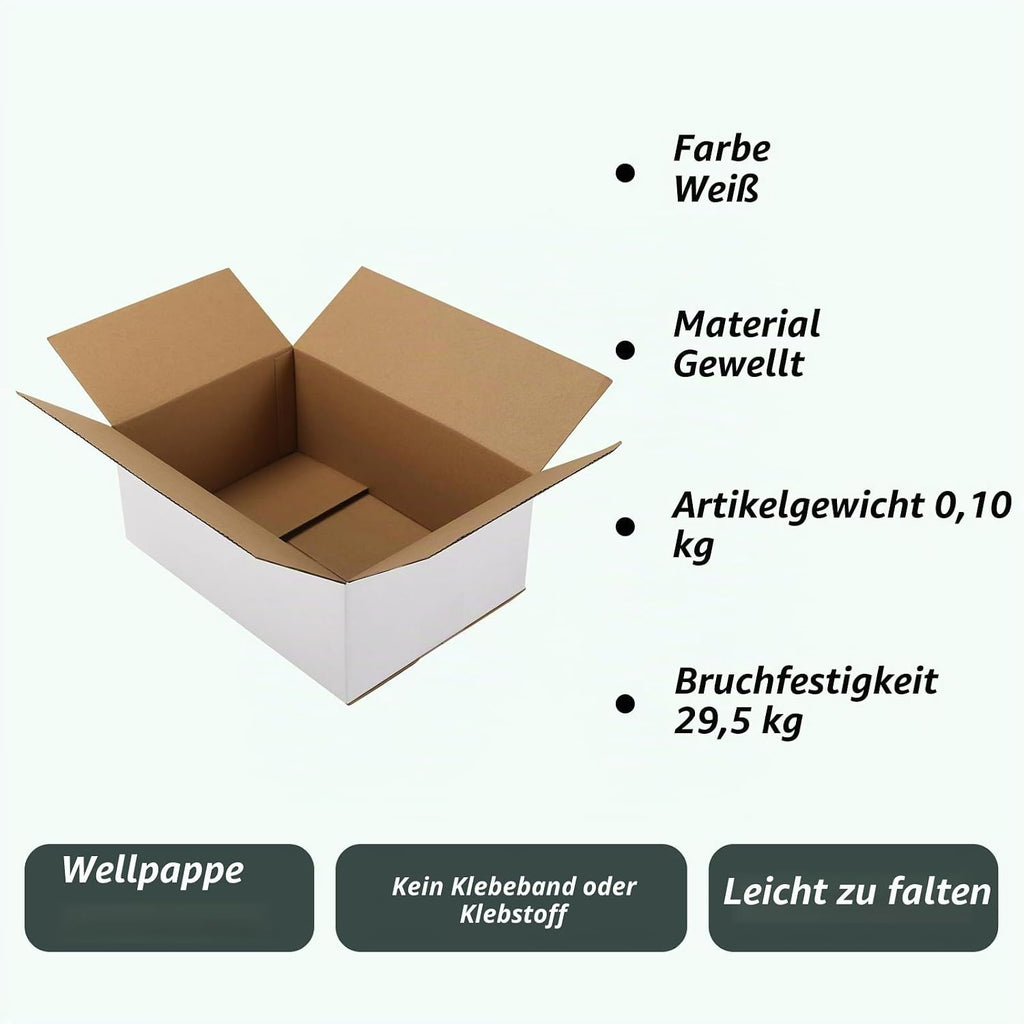 EYMPEU 40 Stück 25,4 x 15,3 x 15,3 cm Weiße Versandkarton, Kartons für kleine Gegenstände, Spielzeug, Schreibwaren und Weihnachtspäckchen