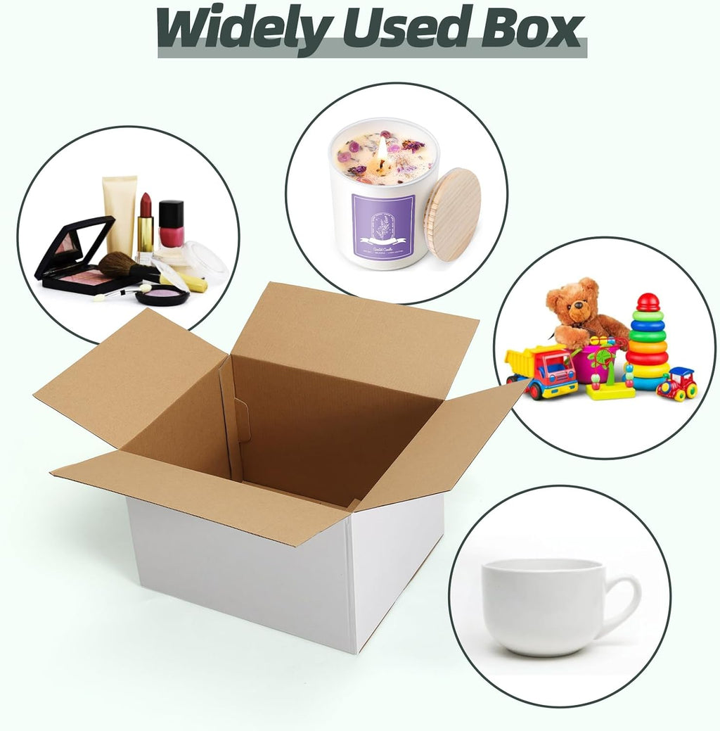 HORLIMER 10 Stück Weiß Versandkarton Karton Box, 30,5x30,5x30,5 CM Verpackungskartons für Warensendung, Geschenkbox, Faltkarton, Postkarton
