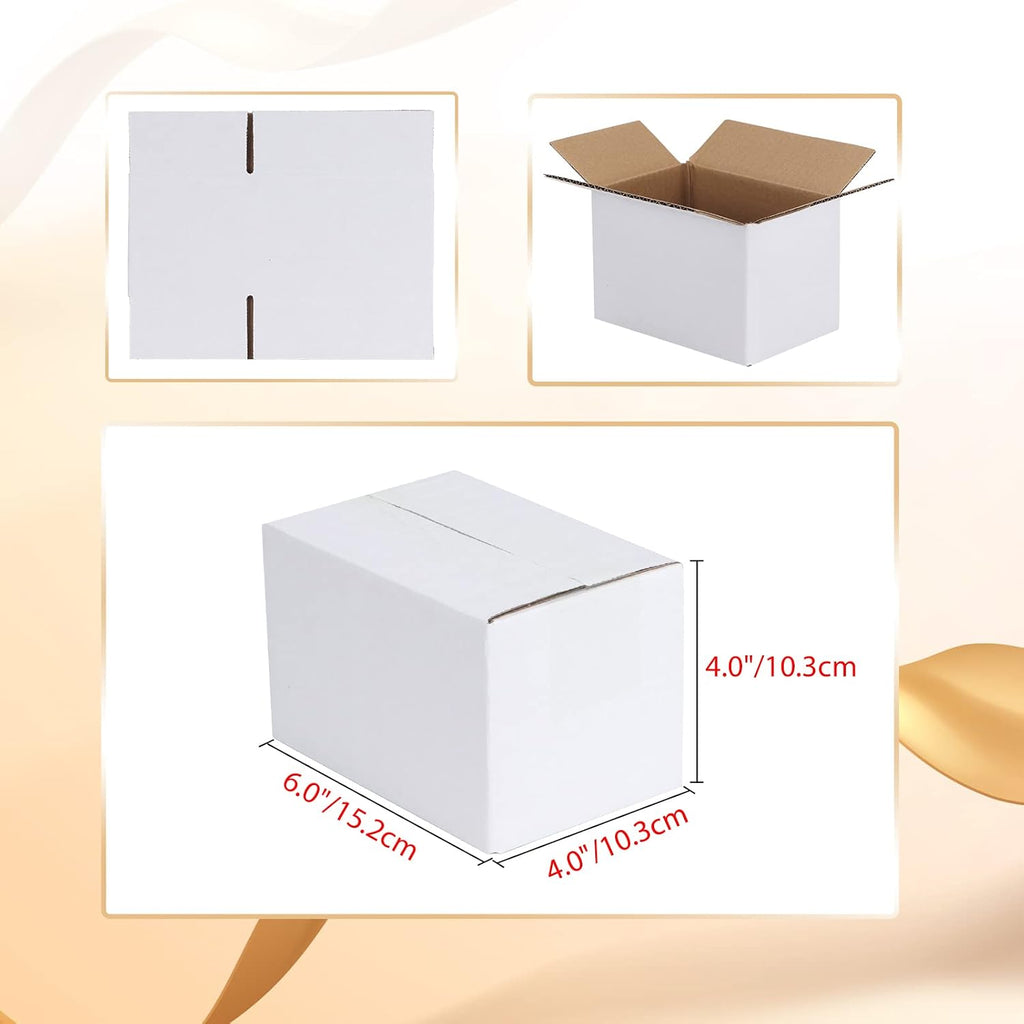 EYMPEU 40 Stück 25,4 x 15,3 x 15,3 cm Weiße Versandkarton, Kartons für kleine Gegenstände, Spielzeug, Schreibwaren und Weihnachtspäckchen