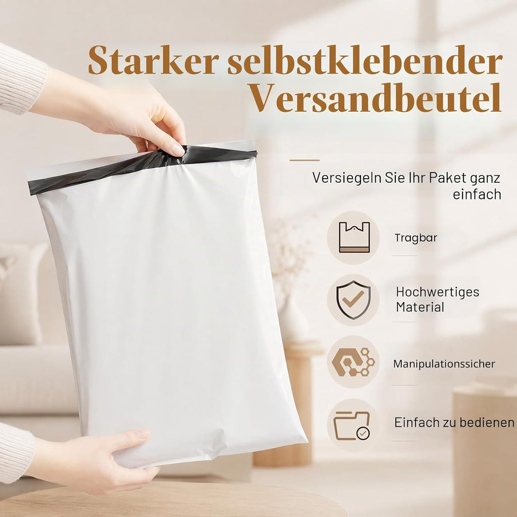 60 Stück Versandtaschen Set (4 Größen) - Blickdichte Versandbeutel Kleidung, Wasserdichte Folienversandtaschen Kunststoff mit Klebestreifen, Warensendung Verpackung Grau