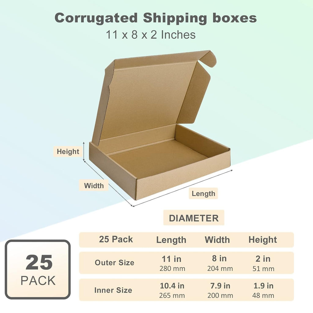 HORLIMER 25 Stück Versandkarton Klein Karton Box, 17,8x12,7x5,1 cm Verpackungskartons aus Wellpappe für Warensendung, Geschenkbox, Faltkarton, Postkarton(Braun)