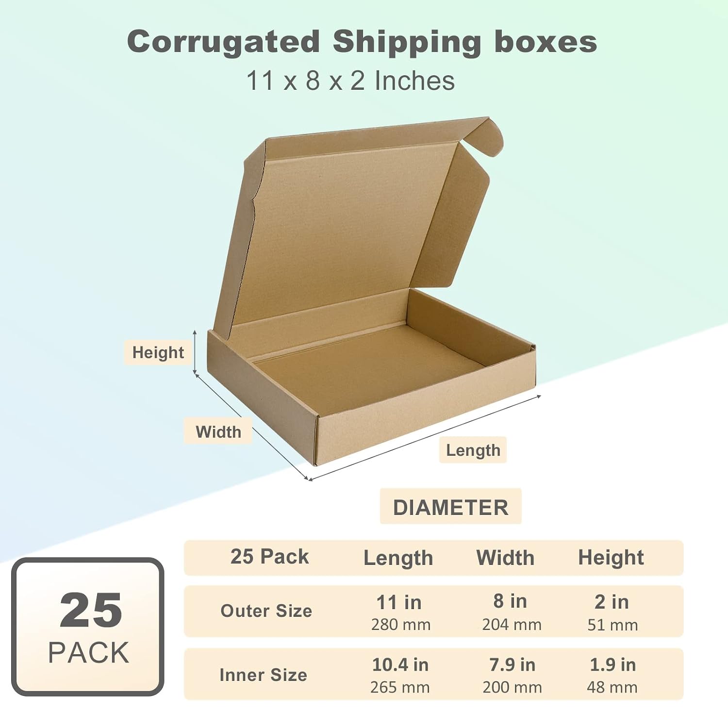 HORLIMER 25 Stück Versandkarton Klein Karton Box, 17,8x12,7x5,1 cm Verpackungskartons aus Wellpappe für Warensendung, Geschenkbox, Faltkarton, Postkarton(Braun)