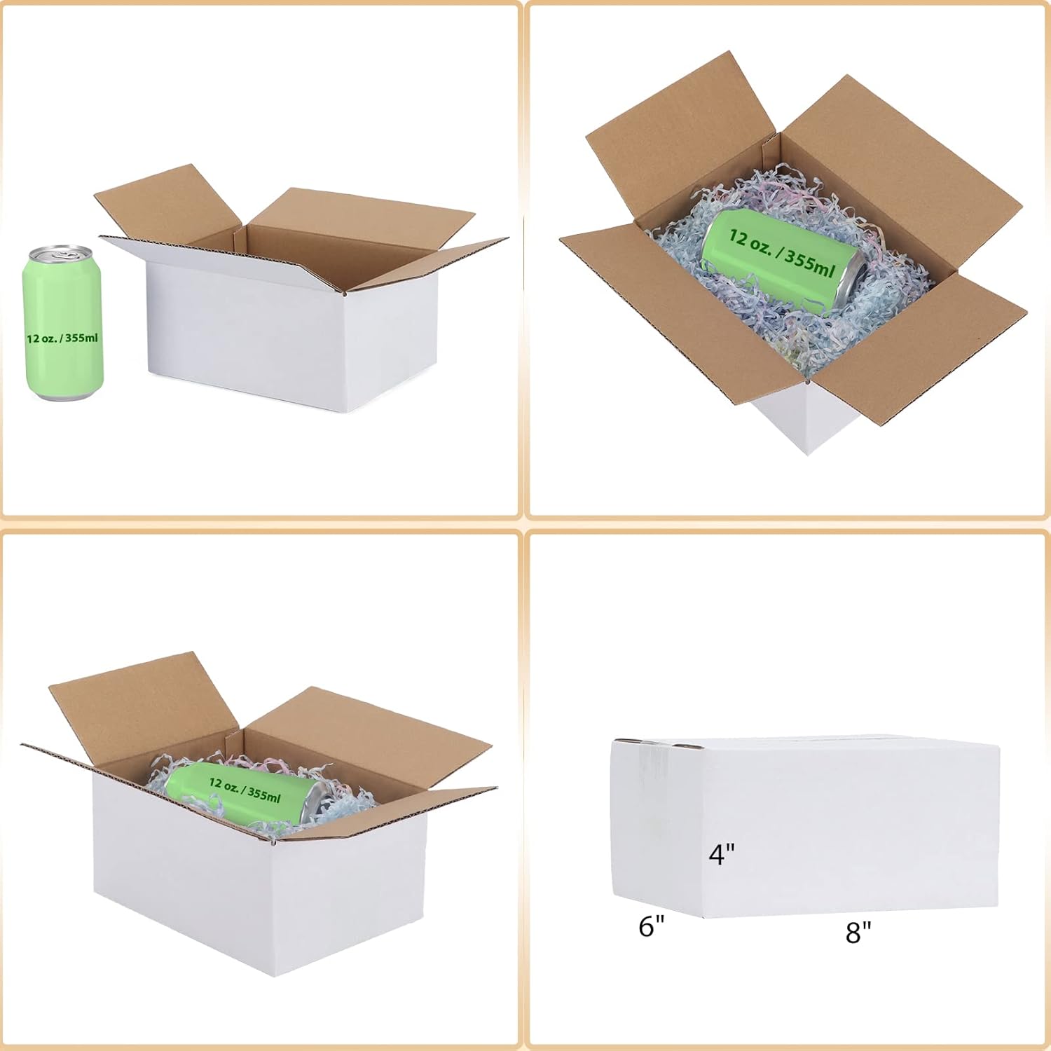 EYMPEU 40 Stück 25,4 x 15,3 x 15,3 cm Weiße Versandkarton, Kartons für kleine Gegenstände, Spielzeug, Schreibwaren und Weihnachtspäckchen