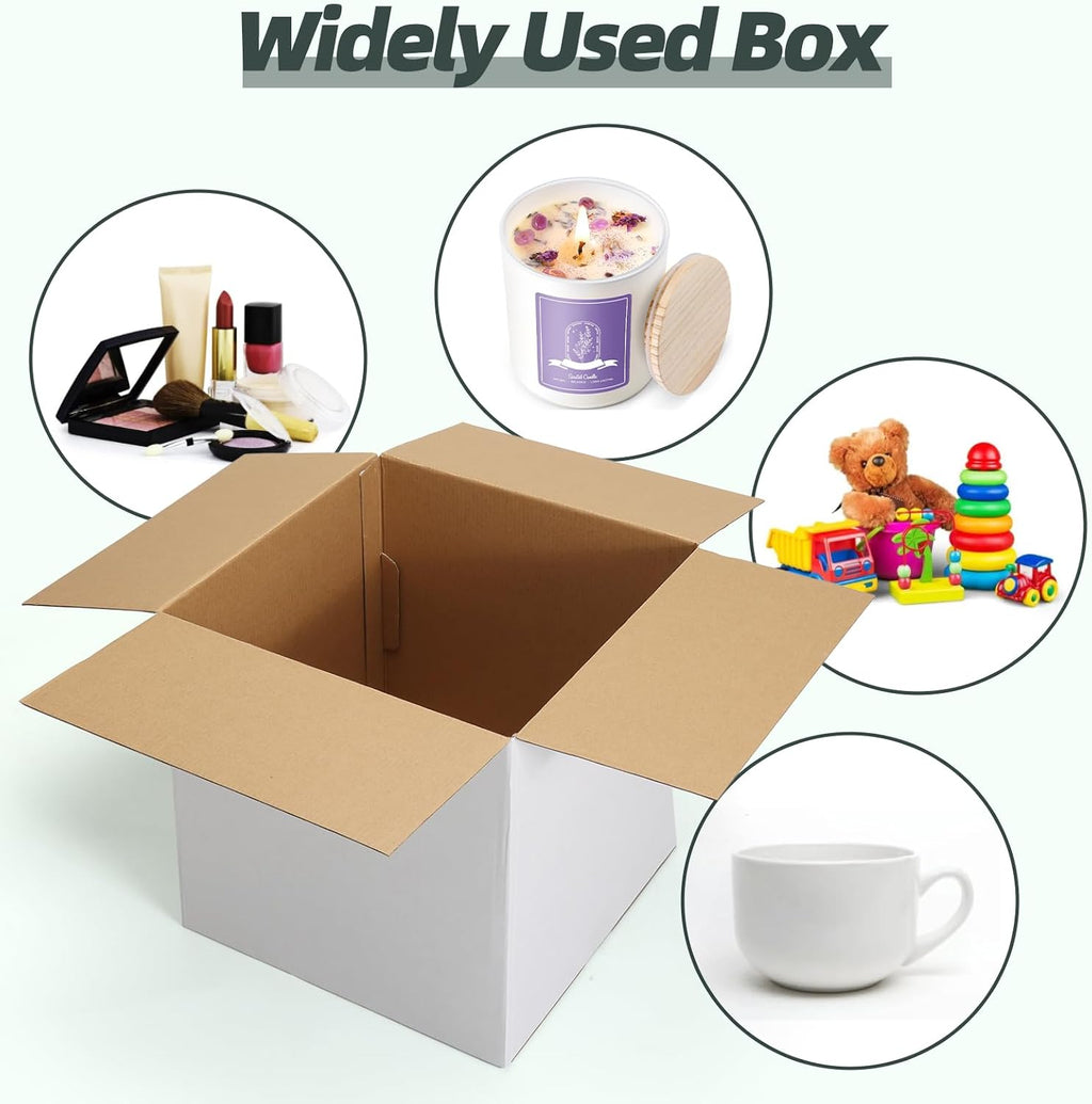 HORLIMER 10 Stück Weiß Versandkarton Karton Box, 30,5x30,5x30,5 CM Verpackungskartons für Warensendung, Geschenkbox, Faltkarton, Postkarton