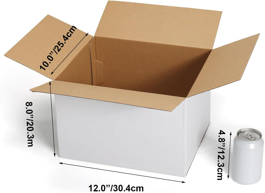 HORLIMER 10 Stück Weiß Versandkarton Karton Box, 30,5x30,5x30,5 CM Verpackungskartons für Warensendung, Geschenkbox, Faltkarton, Postkarton
