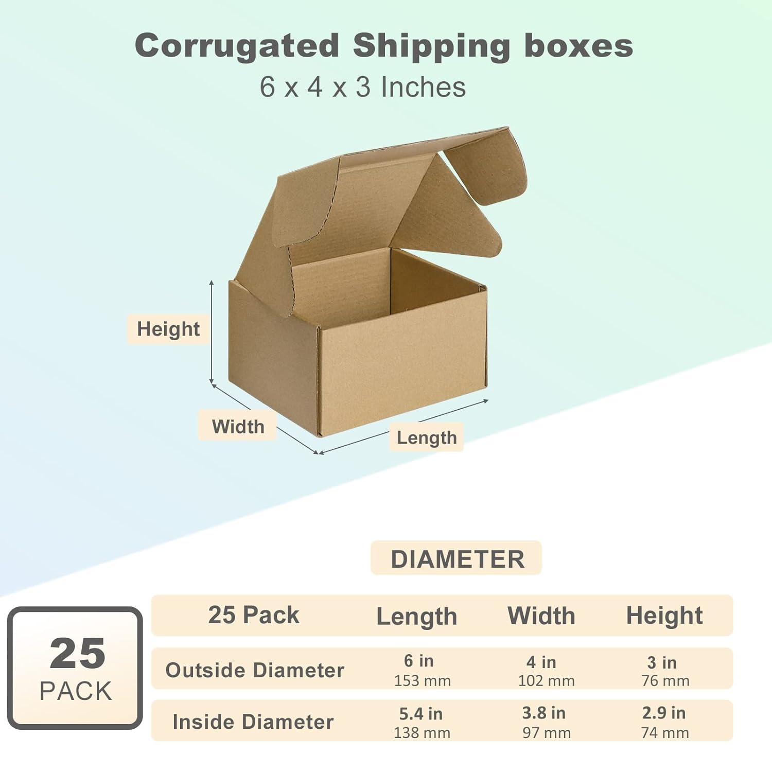 HORLIMER 25 Stück Versandkarton Klein Karton Box, 17,8x12,7x5,1 cm Verpackungskartons aus Wellpappe für Warensendung, Geschenkbox, Faltkarton, Postkarton(Braun)