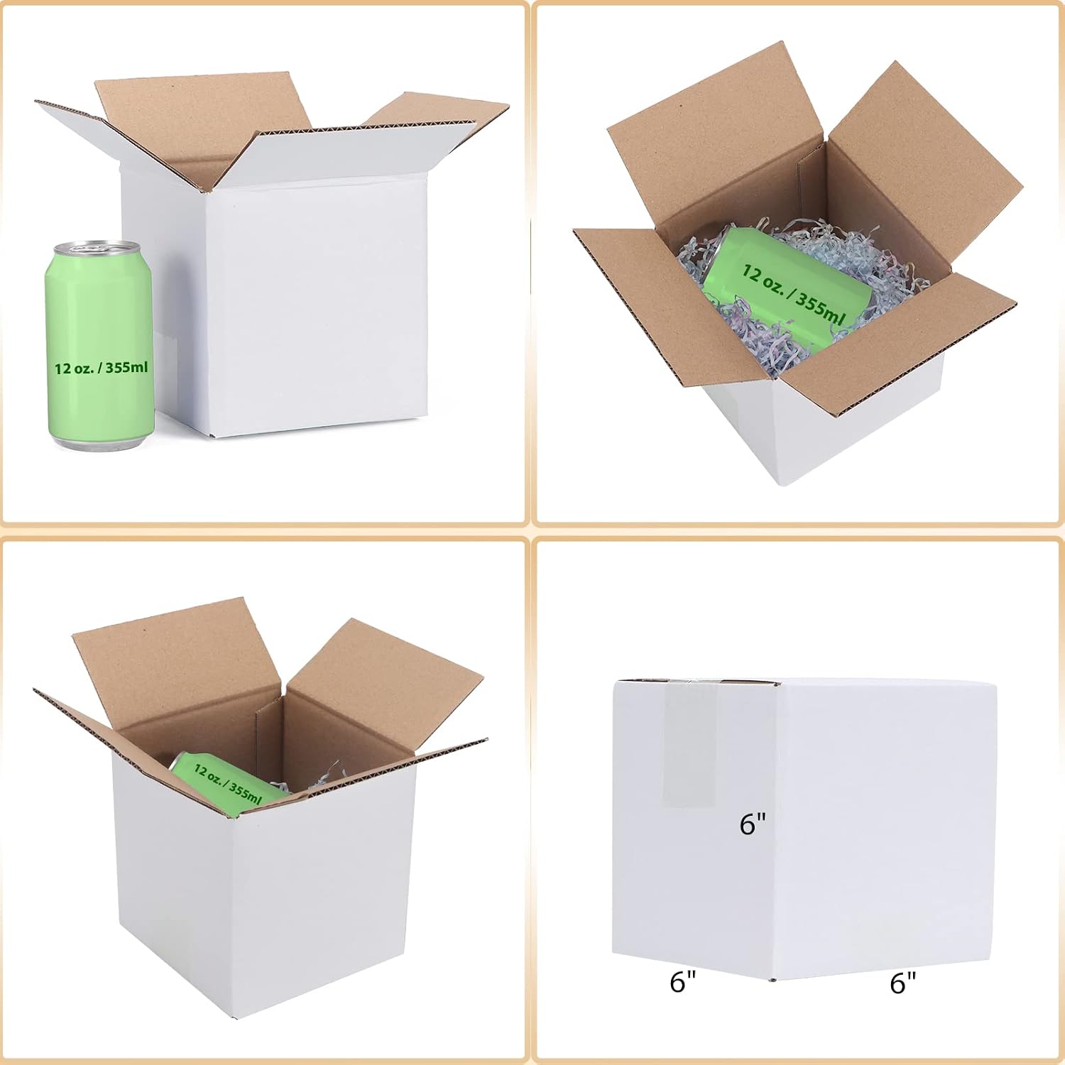 EYMPEU 40 Stück 25,4 x 15,3 x 15,3 cm Weiße Versandkarton, Kartons für kleine Gegenstände, Spielzeug, Schreibwaren und Weihnachtspäckchen