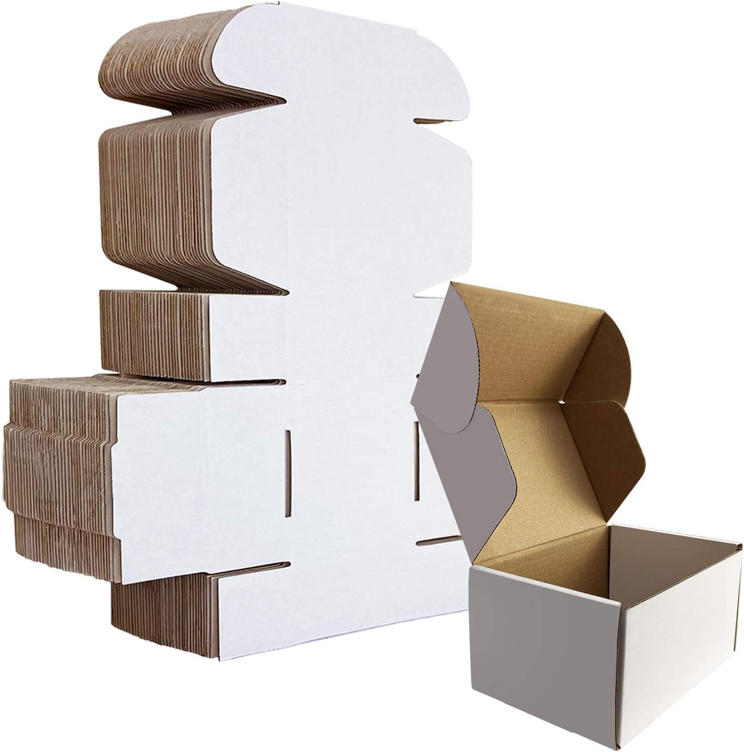 HORLIMER 25 Stück Versandkarton Klein Karton Box, 17,8x12,7x5,1 cm Verpackungskartons aus Wellpappe für Warensendung, Geschenkbox, Faltkarton, Postkarton(Braun)