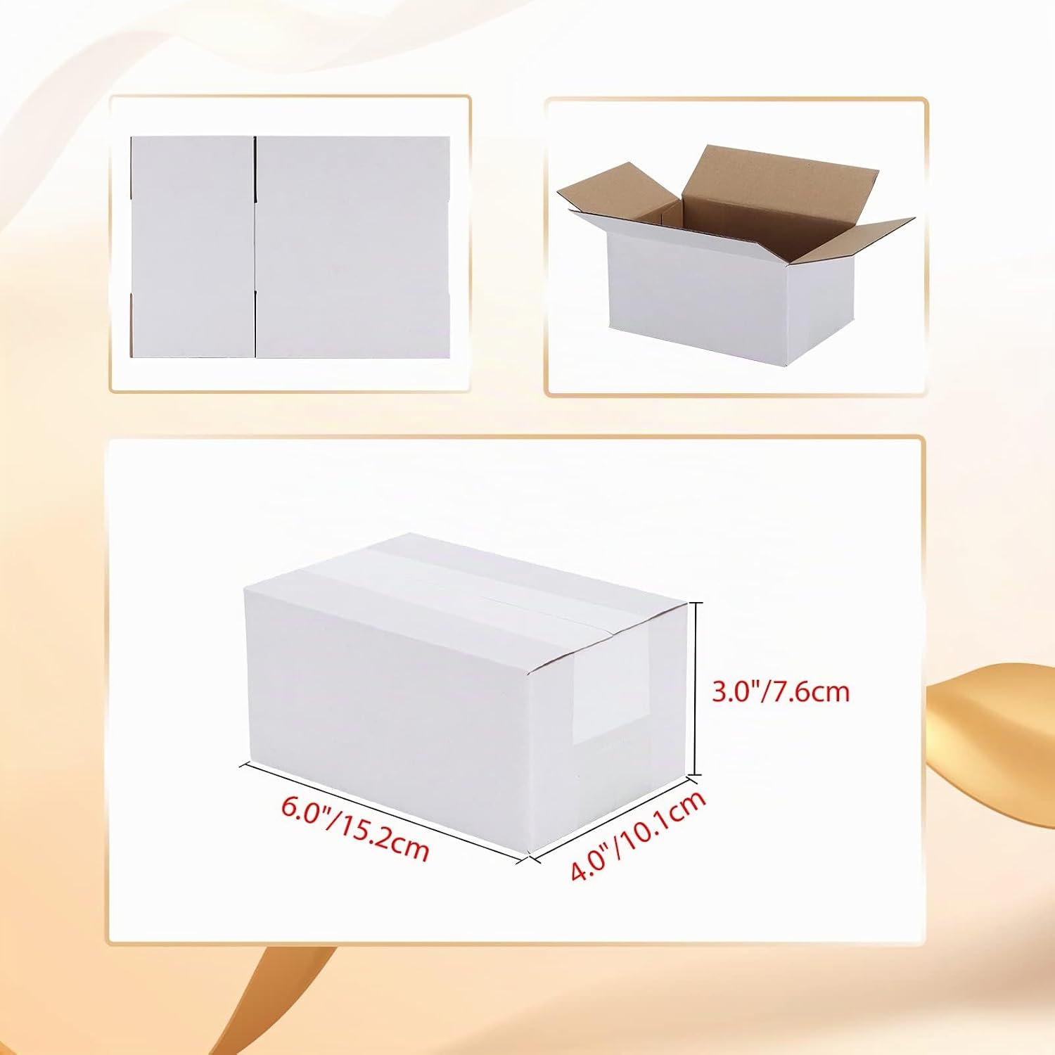 EYMPEU 40 Stück 25,4 x 15,3 x 15,3 cm Weiße Versandkarton, Kartons für kleine Gegenstände, Spielzeug, Schreibwaren und Weihnachtspäckchen