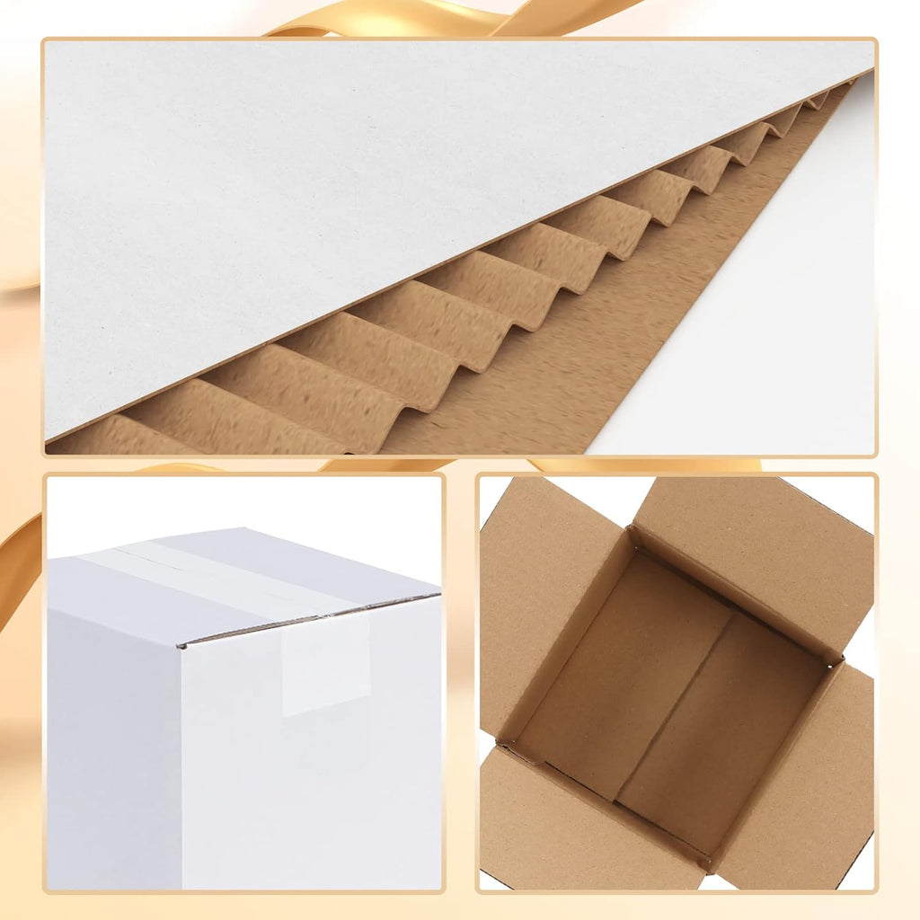 EYMPEU 40 Stück 25,4 x 15,3 x 15,3 cm Weiße Versandkarton, Kartons für kleine Gegenstände, Spielzeug, Schreibwaren und Weihnachtspäckchen