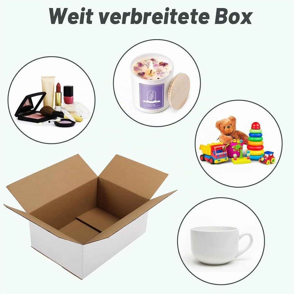 EYMPEU 40 Stück 25,4 x 15,3 x 15,3 cm Weiße Versandkarton, Kartons für kleine Gegenstände, Spielzeug, Schreibwaren und Weihnachtspäckchen