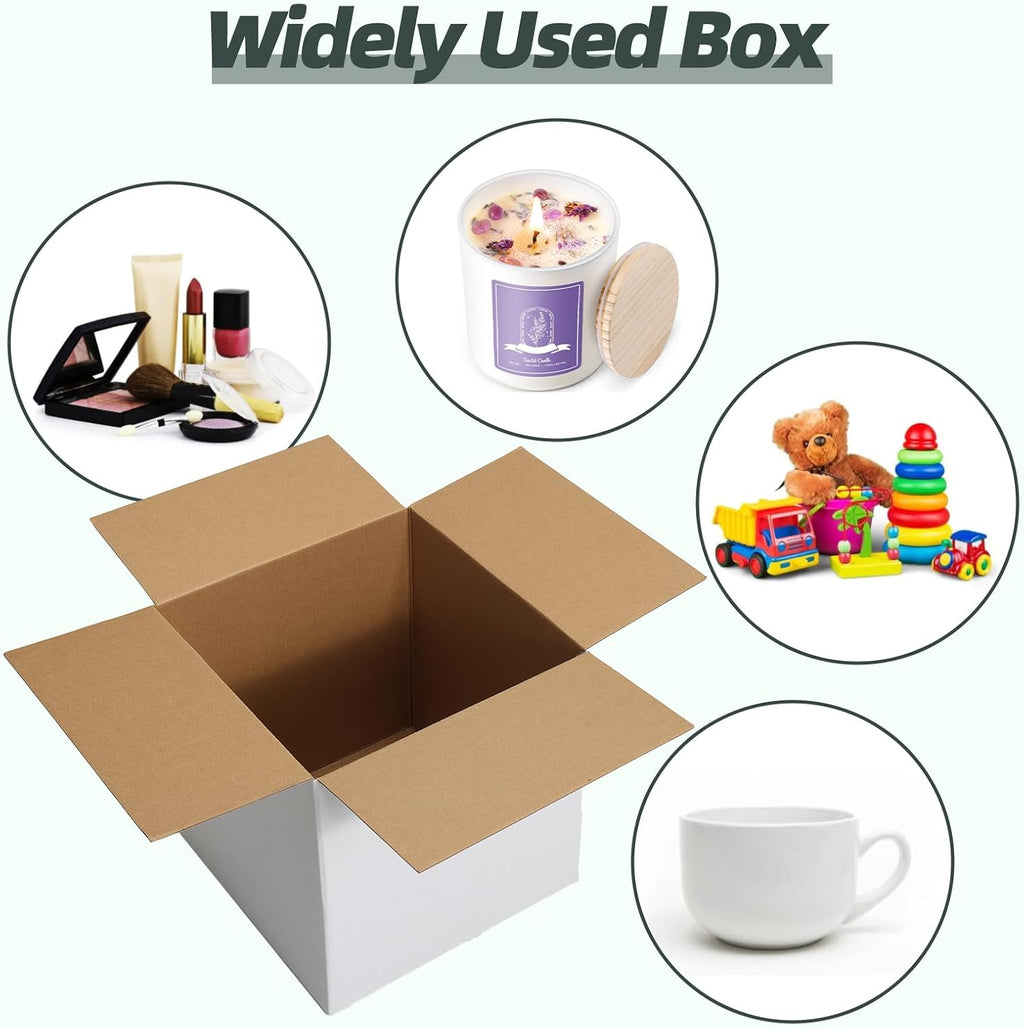 HORLIMER 10 Stück Weiß Versandkarton Karton Box, 30,5x30,5x30,5 CM Verpackungskartons für Warensendung, Geschenkbox, Faltkarton, Postkarton