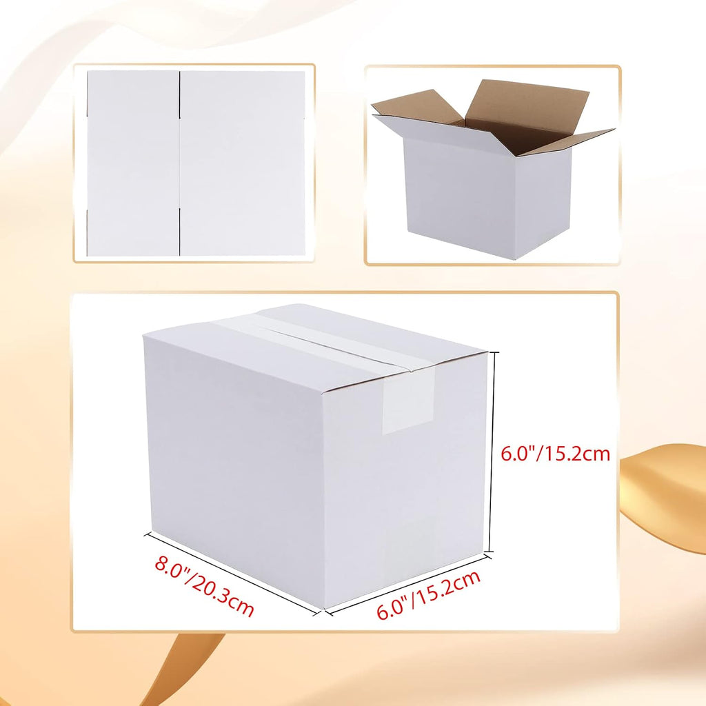EYMPEU 40 Stück 25,4 x 15,3 x 15,3 cm Weiße Versandkarton, Kartons für kleine Gegenstände, Spielzeug, Schreibwaren und Weihnachtspäckchen