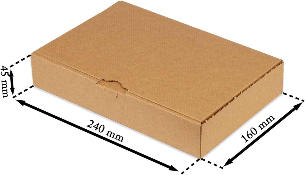 Maxibriefkartons 240 x 160 x 45 mm MB-3 braun Maxibrief Karton Faltschachtel stabil Versandkarton für Post DHL Versand DIN A5 Warensendung Büchersendung Versandschachtel (25 Stück)