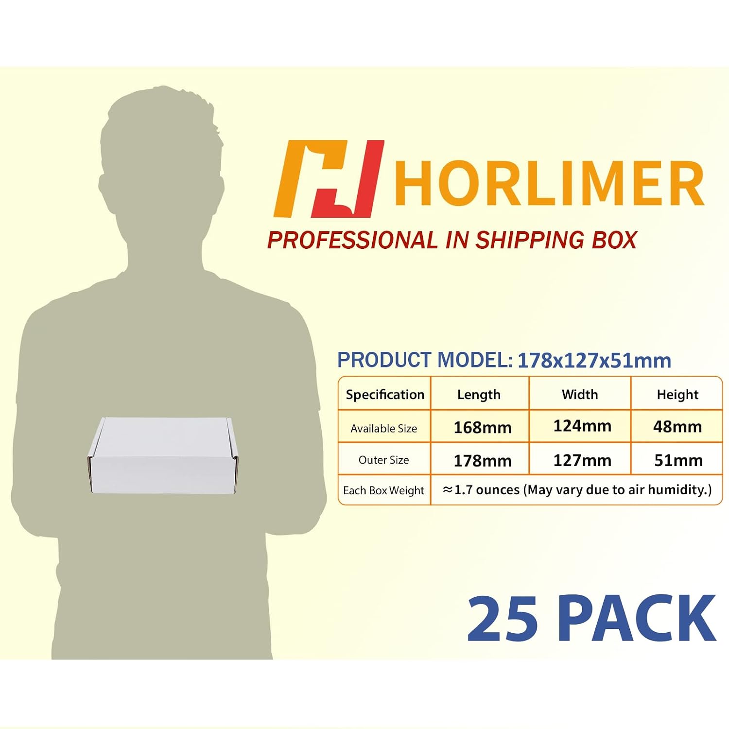 HORLIMER 25 Stück Versandkarton Klein Karton Box, 17,8x12,7x5,1 cm Verpackungskartons aus Wellpappe für Warensendung, Geschenkbox, Faltkarton, Postkarton(Braun)