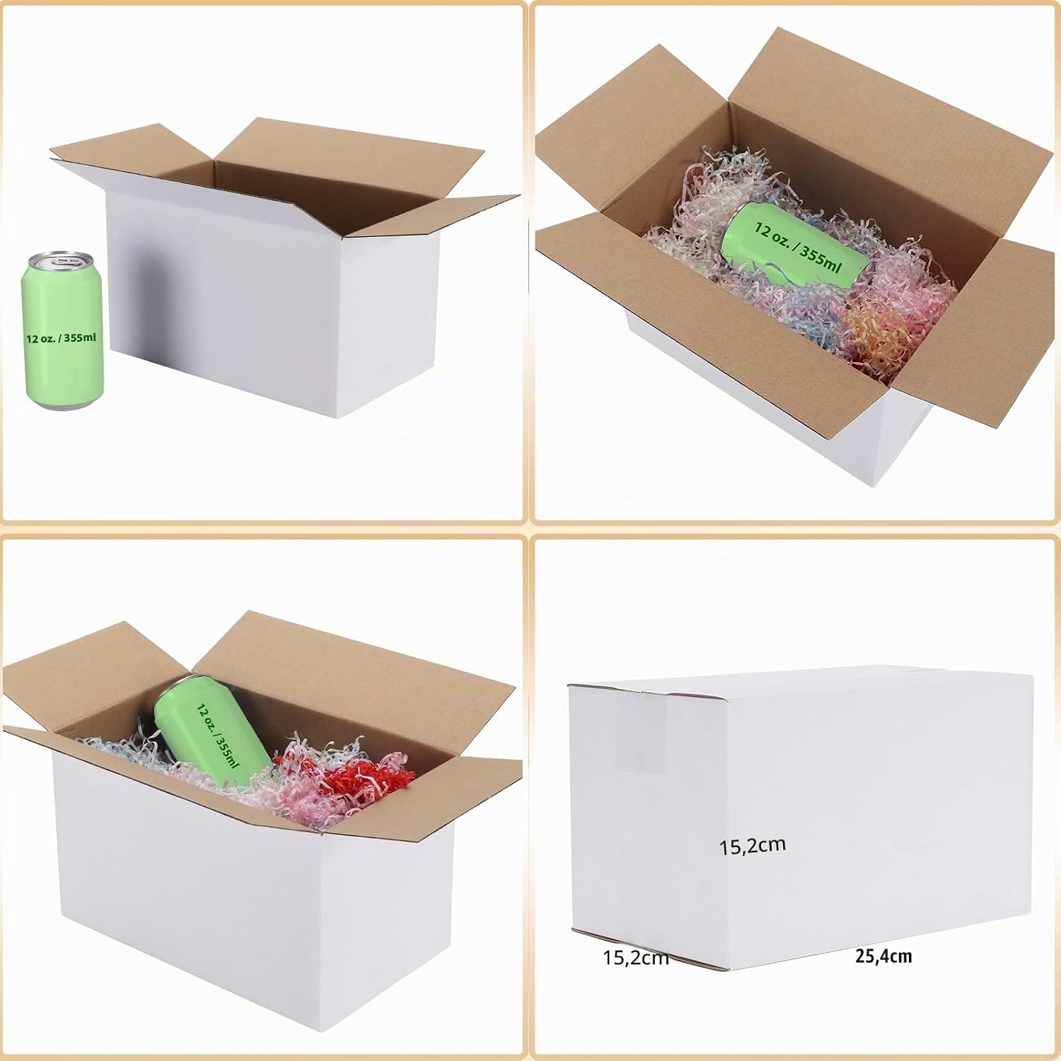 EYMPEU 40 Stück 25,4 x 15,3 x 15,3 cm Weiße Versandkarton, Kartons für kleine Gegenstände, Spielzeug, Schreibwaren und Weihnachtspäckchen