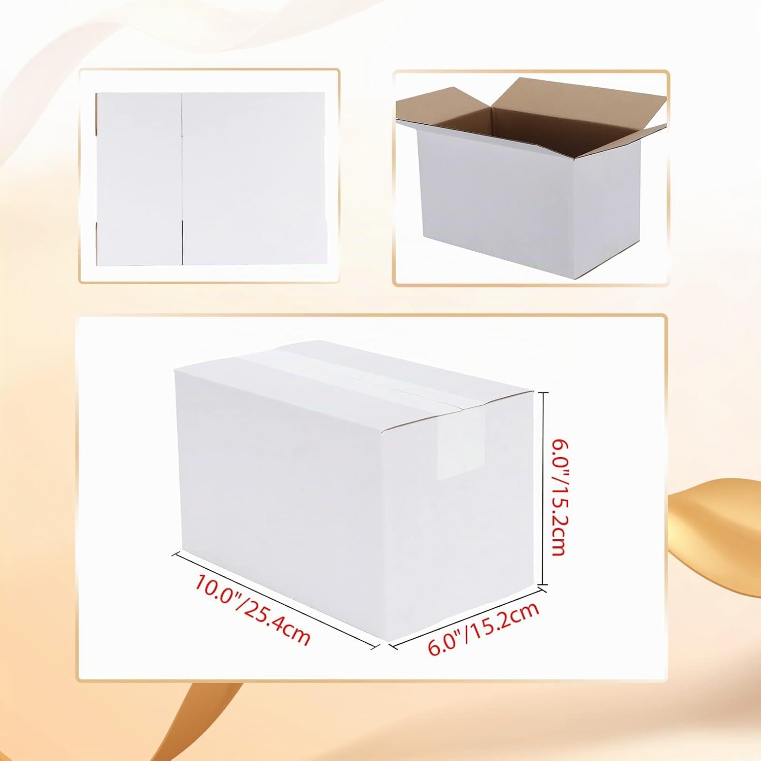 EYMPEU 40 Stück 25,4 x 15,3 x 15,3 cm Weiße Versandkarton, Kartons für kleine Gegenstände, Spielzeug, Schreibwaren und Weihnachtspäckchen
