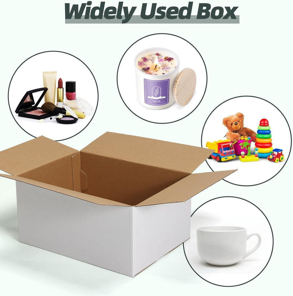 HORLIMER 10 Stück Weiß Versandkarton Karton Box, 30,5x30,5x30,5 CM Verpackungskartons für Warensendung, Geschenkbox, Faltkarton, Postkarton