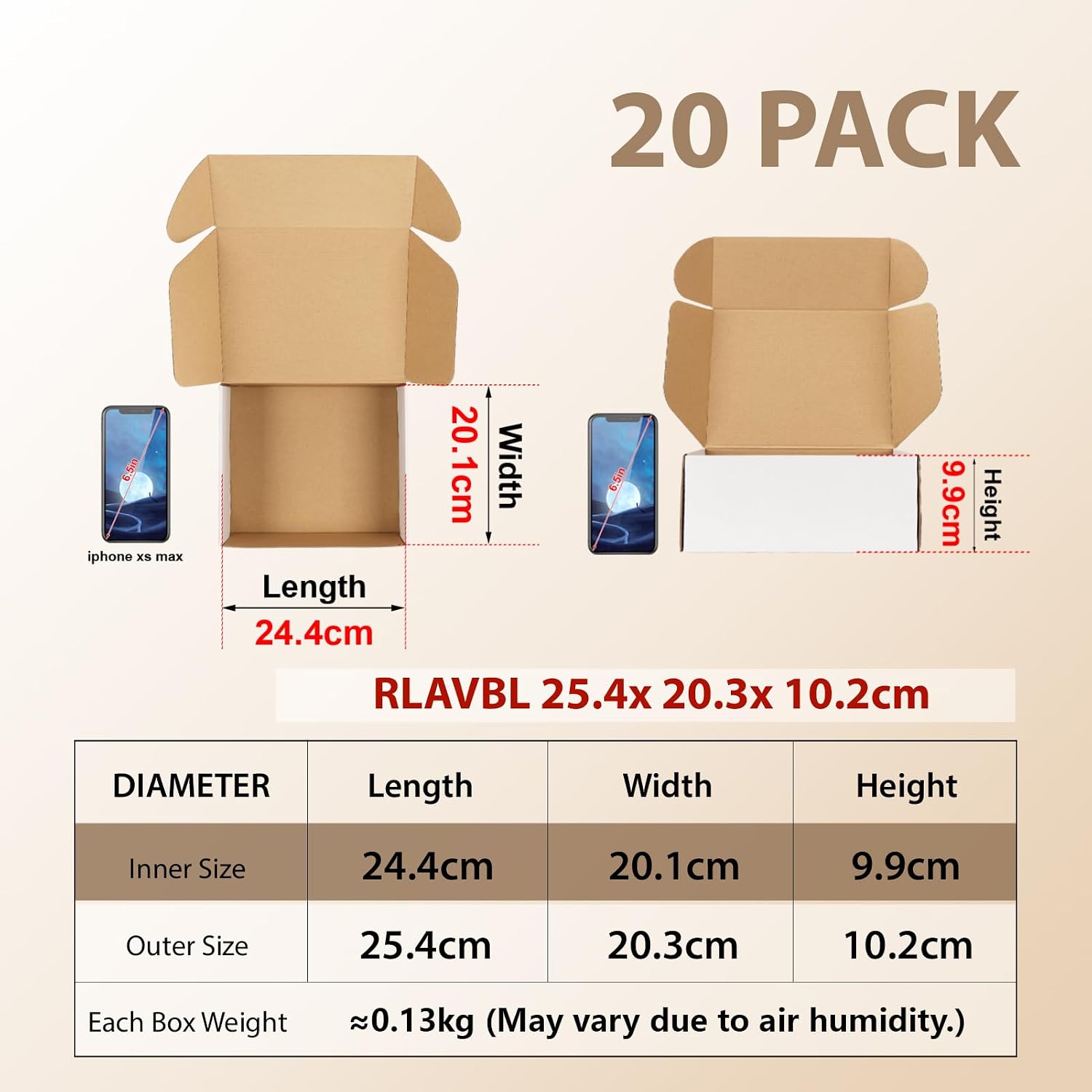 RLAVBL 25 Stück weiße Versandkartons mit den Maßen 22,9 x 15,3 x 10,2 cm für den Versand von Gegenständen, Spielzeug und Geschenken