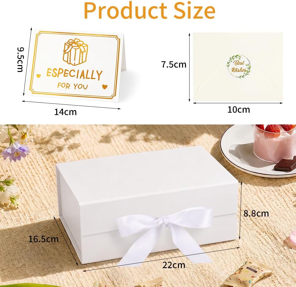 Rot Große Geschenkbox 33 x 25 x 12 cm, Premium Geschenkbox mit Deckel groß, Schleife, Raffia & Grußkarte für Feiertage Hochzeit Geburtstag Jubiläen Geschenkverpackungen