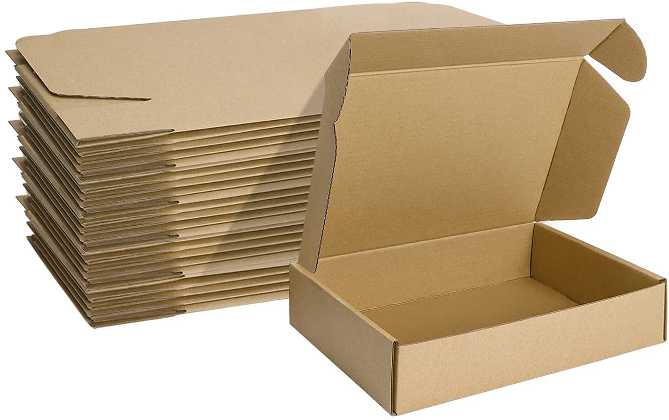 HORLIMER 25 Stück Versandkarton Klein Karton Box, 17,8x12,7x5,1 cm Verpackungskartons aus Wellpappe für Warensendung, Geschenkbox, Faltkarton, Postkarton(Braun)