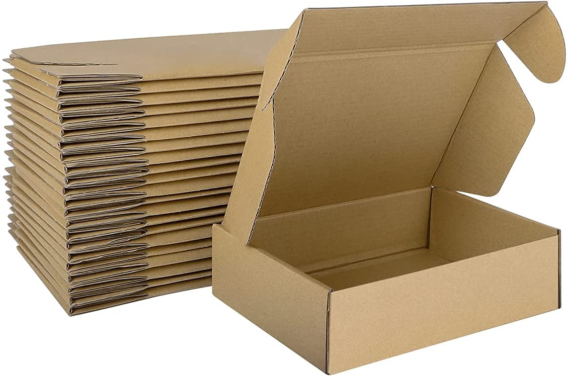 HORLIMER 25 Stück Versandkarton Klein Karton Box, 17,8x12,7x5,1 cm Verpackungskartons aus Wellpappe für Warensendung, Geschenkbox, Faltkarton, Postkarton(Braun)