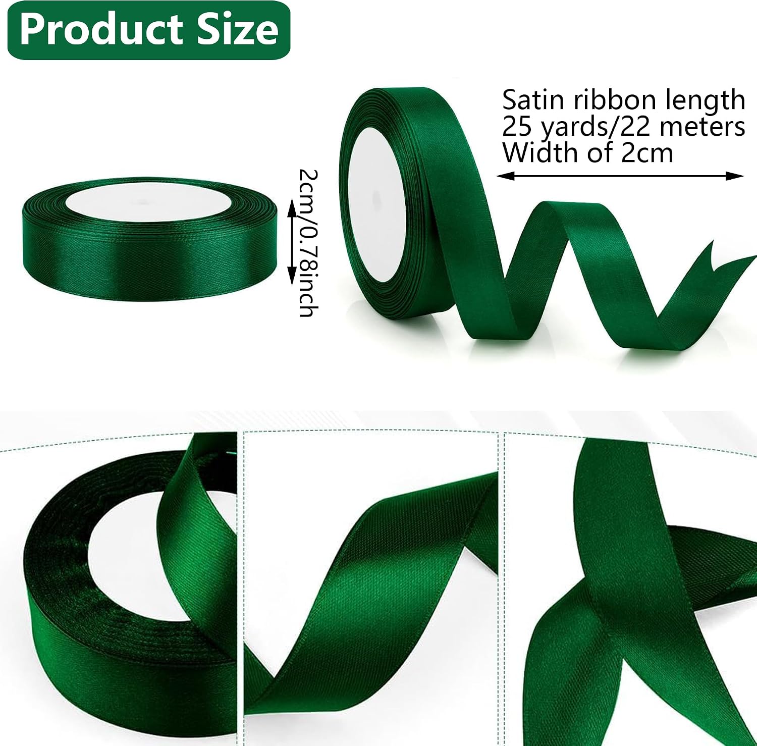 Geschenkband Satinband 22m, 20mm Breit Geschenkband, Schwarz Schleifenband für Hochzeit, Bastelarbeiten und Geschenkverpackung Hochzeitsdekoration (Schwarz)