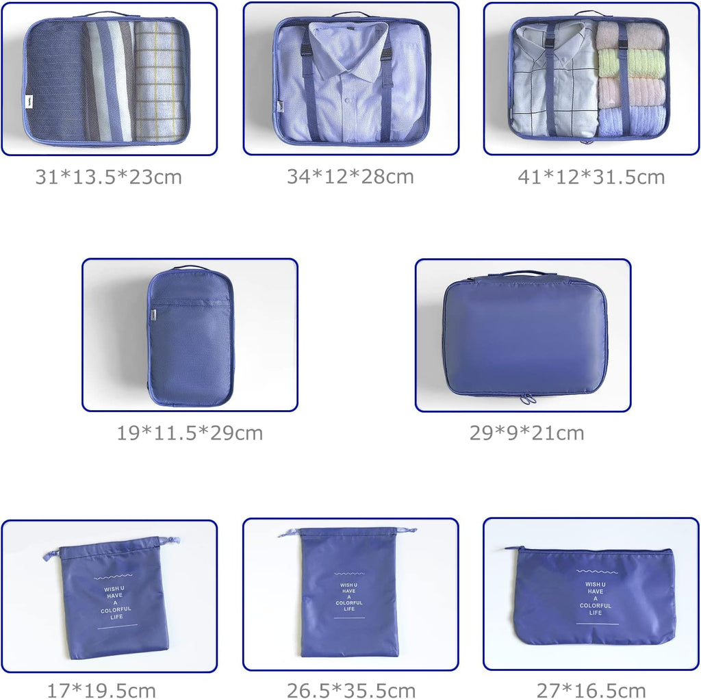 BillyBath 8-teiliges Koffer Organizer Set & Packwürfel | Platzsparende Packing Cubes für Kleidung. Perfekter Kofferorganizer mit Netzdesign, leichtes Reise Zubehör, Beige