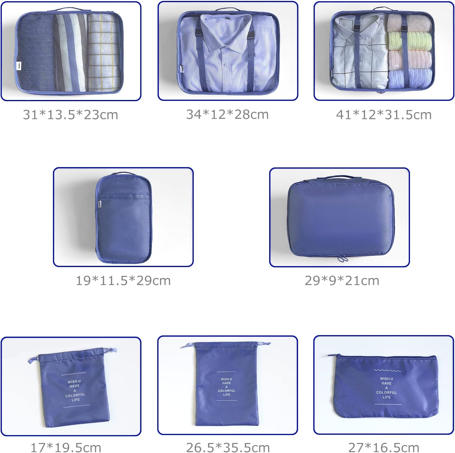 BillyBath 8-teiliges Koffer Organizer Set & Packwürfel | Platzsparende Packing Cubes für Kleidung. Perfekter Kofferorganizer mit Netzdesign, leichtes Reise Zubehör, Beige