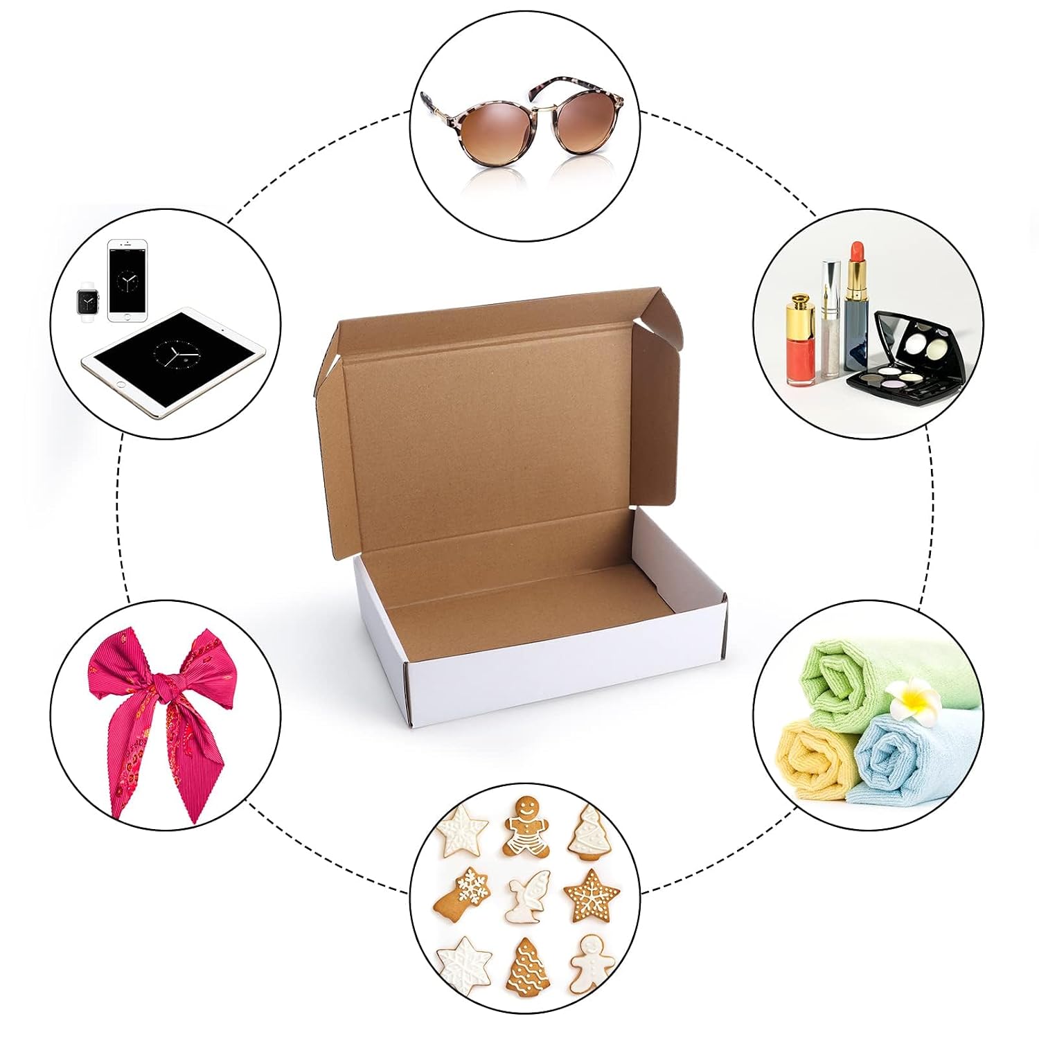 HORLIMER 25 Stück Versandkarton Klein Karton Box, 17,8x12,7x5,1 cm Verpackungskartons aus Wellpappe für Warensendung, Geschenkbox, Faltkarton, Postkarton(Braun)