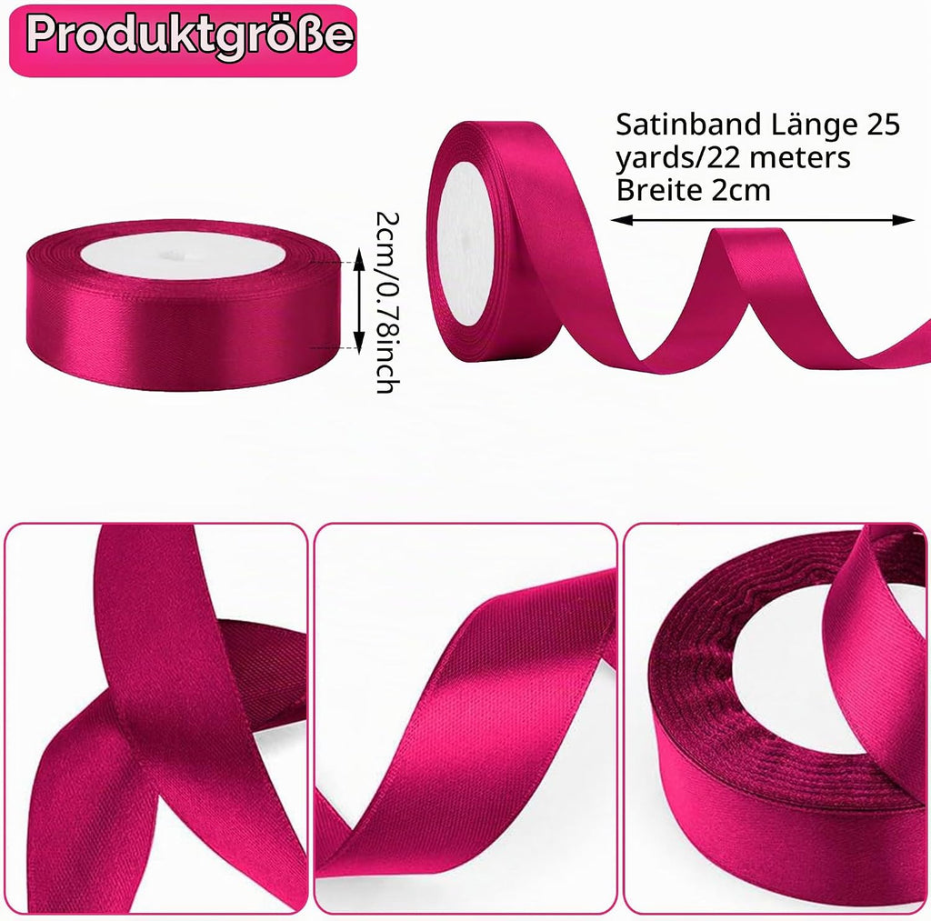 Geschenkband Satinband 22m, 20mm Breit Geschenkband, Schwarz Schleifenband für Hochzeit, Bastelarbeiten und Geschenkverpackung Hochzeitsdekoration (Schwarz)