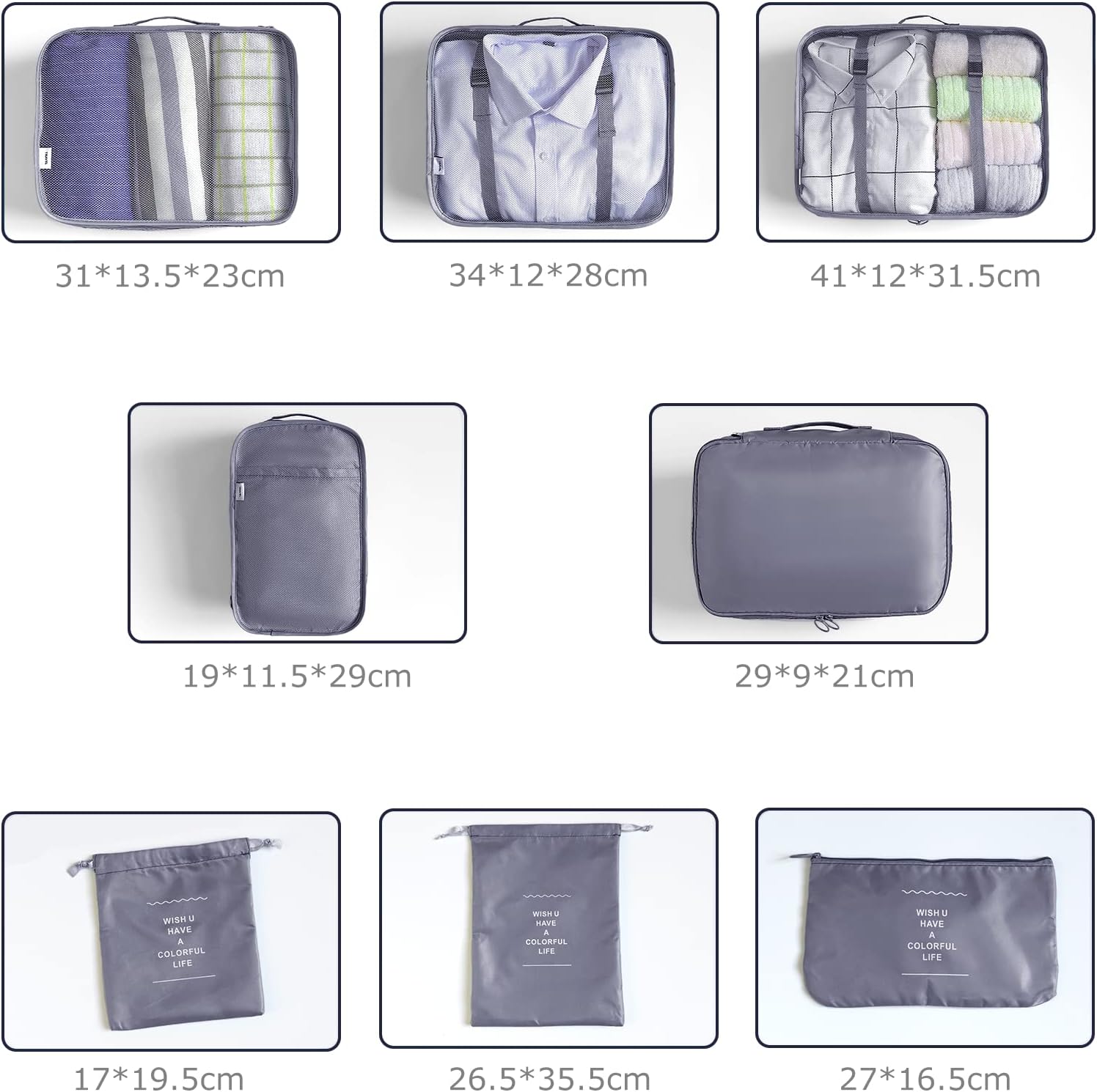 BillyBath 8-teiliges Koffer Organizer Set & Packwürfel | Platzsparende Packing Cubes für Kleidung. Perfekter Kofferorganizer mit Netzdesign, leichtes Reise Zubehör, Beige