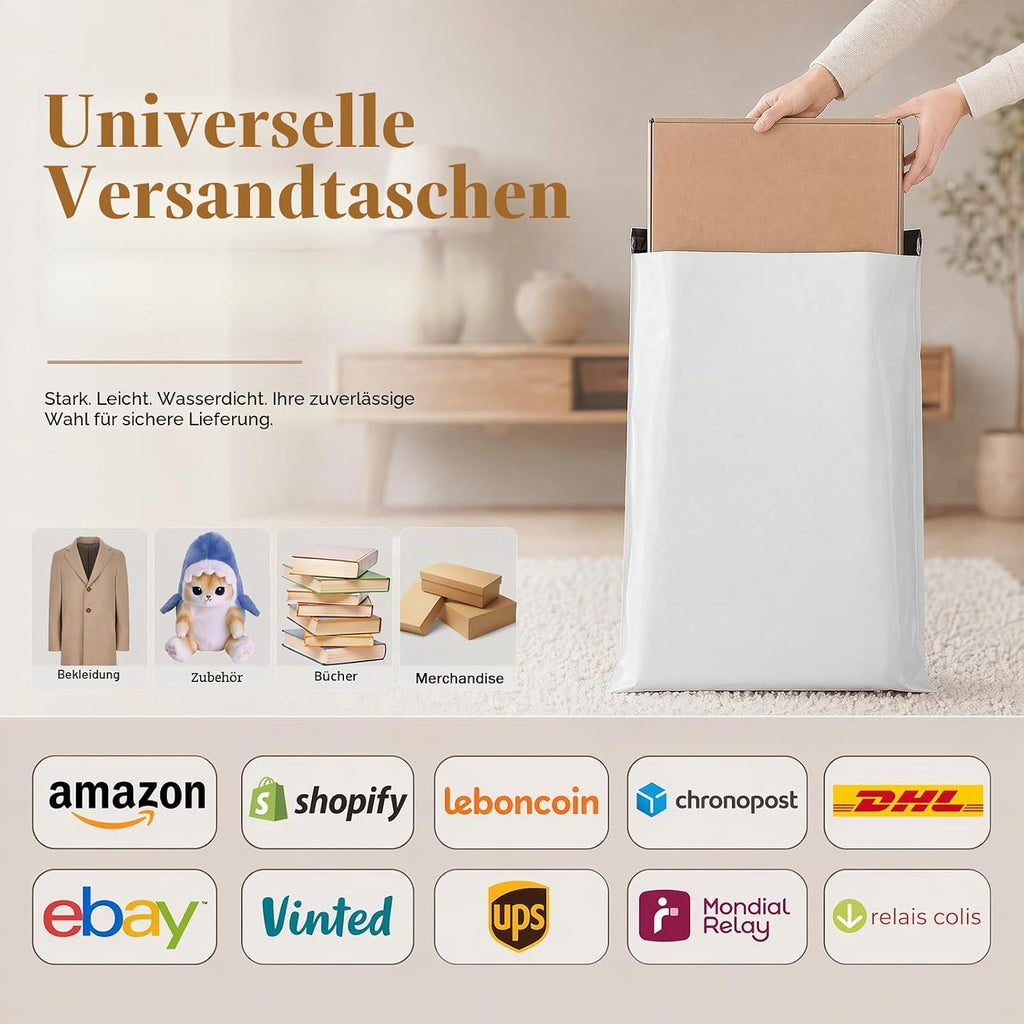 60 Stück Versandtaschen Set (4 Größen) - Blickdichte Versandbeutel Kleidung, Wasserdichte Folienversandtaschen Kunststoff mit Klebestreifen, Warensendung Verpackung Grau