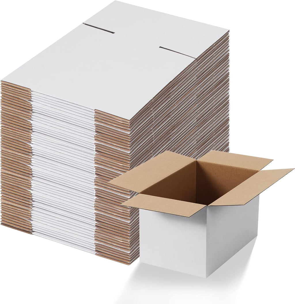 EYMPEU 40 Stück 25,4 x 15,3 x 15,3 cm Weiße Versandkarton, Kartons für kleine Gegenstände, Spielzeug, Schreibwaren und Weihnachtspäckchen