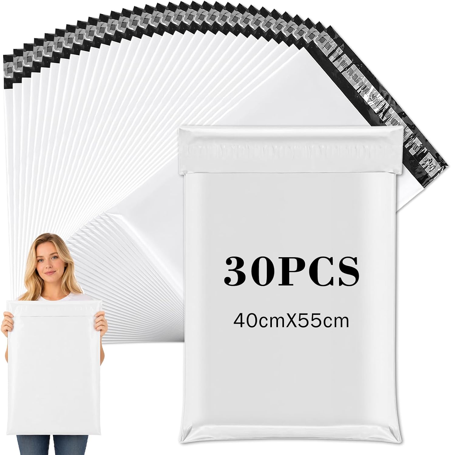 60 Stück Versandtaschen Set (4 Größen) - Blickdichte Versandbeutel Kleidung, Wasserdichte Folienversandtaschen Kunststoff mit Klebestreifen, Warensendung Verpackung Grau