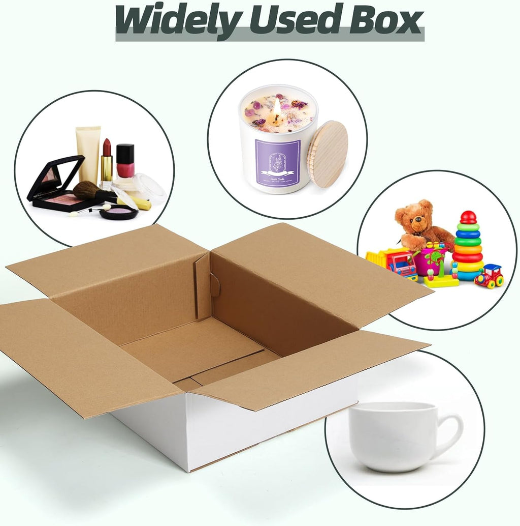HORLIMER 10 Stück Weiß Versandkarton Karton Box, 30,5x30,5x30,5 CM Verpackungskartons für Warensendung, Geschenkbox, Faltkarton, Postkarton