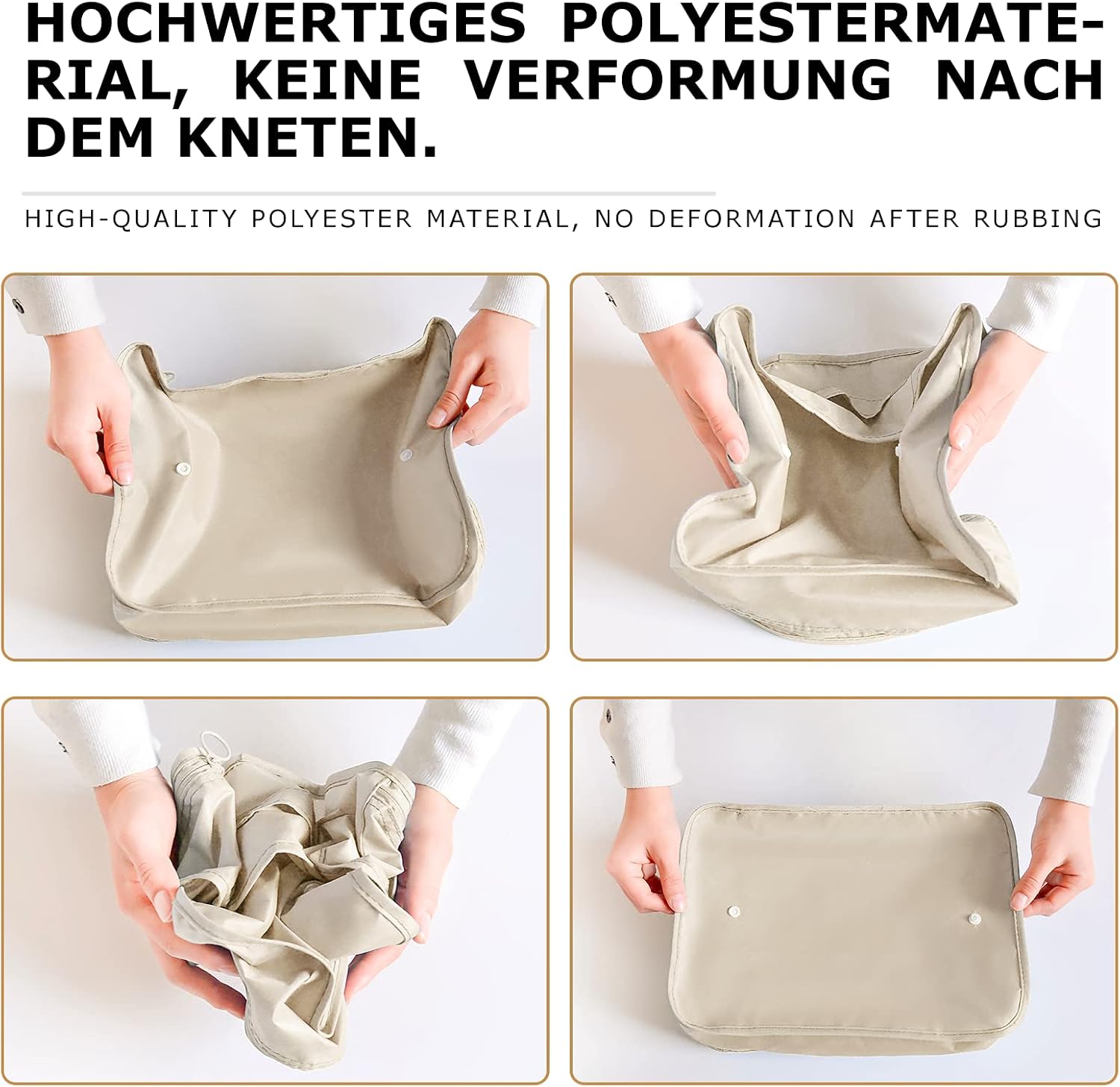 BillyBath 8-teiliges Koffer Organizer Set & Packwürfel | Platzsparende Packing Cubes für Kleidung. Perfekter Kofferorganizer mit Netzdesign, leichtes Reise Zubehör, Beige