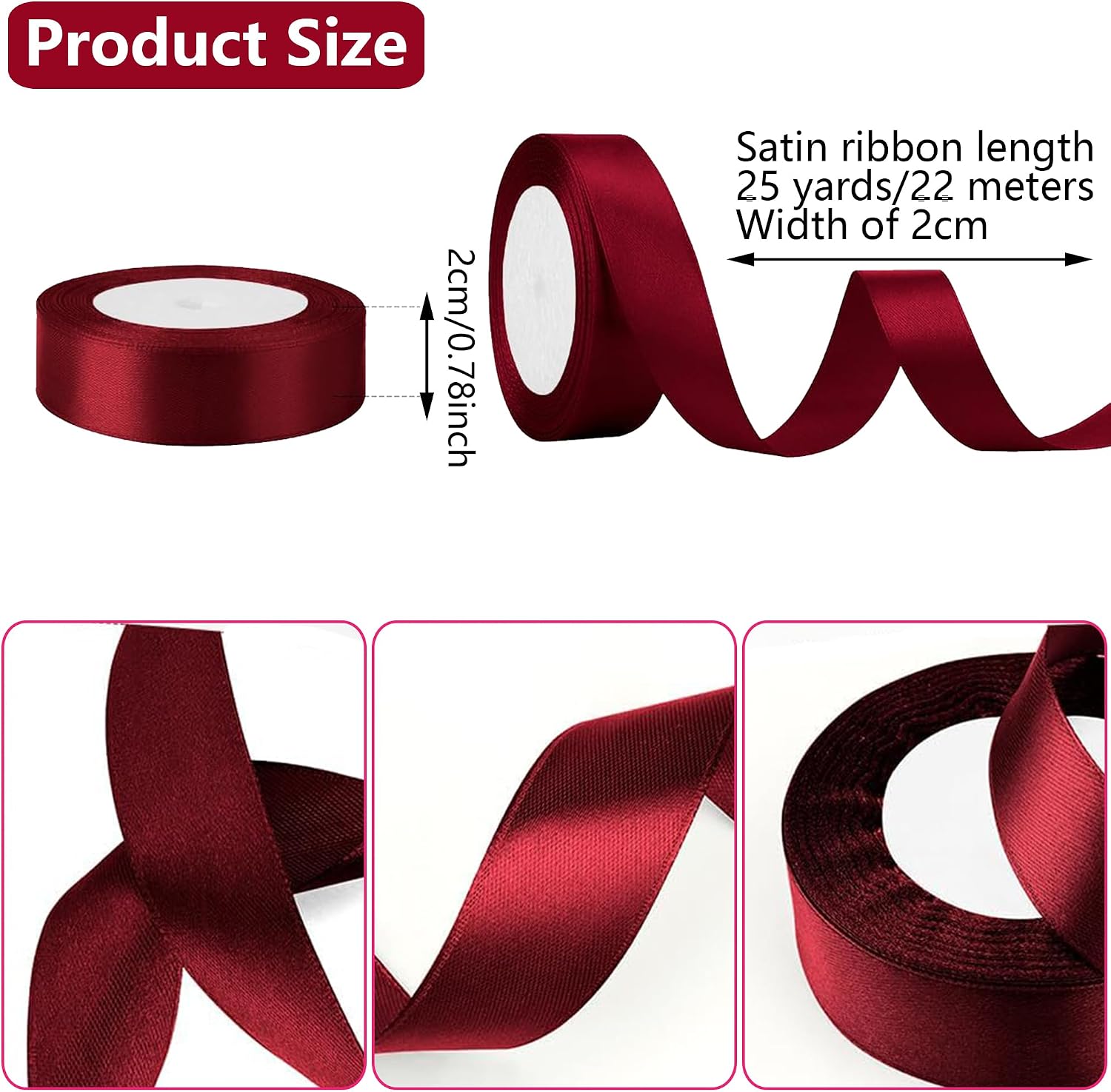 Geschenkband Satinband 22m, 20mm Breit Geschenkband, Schwarz Schleifenband für Hochzeit, Bastelarbeiten und Geschenkverpackung Hochzeitsdekoration (Schwarz)