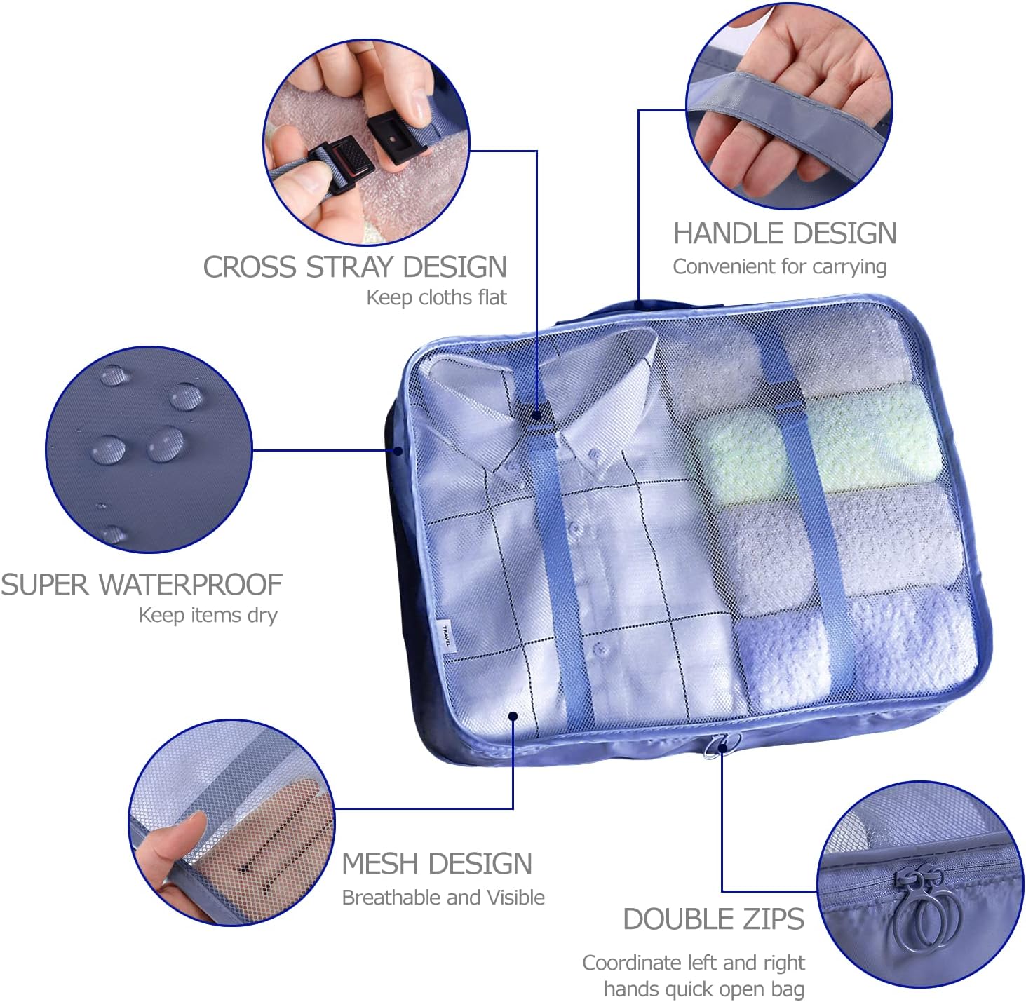 BillyBath 8-teiliges Koffer Organizer Set & Packwürfel | Platzsparende Packing Cubes für Kleidung. Perfekter Kofferorganizer mit Netzdesign, leichtes Reise Zubehör, Beige