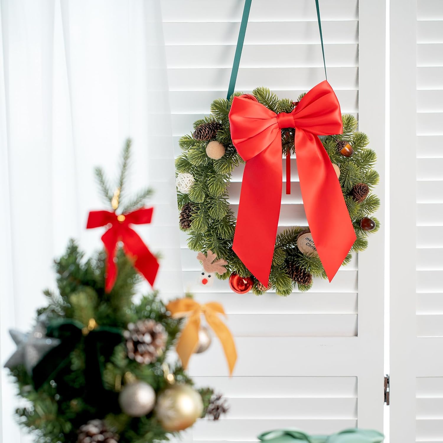 MORSUNBELA Schleifen Deko Hochzeit Geschenkschleifen Groß Weiß | Große Geschenkschleifen,elegante Deko für Hochzeit,Geburtstag,Weihnachten,Adventskranz,Weihnachtsbaum und Girlanden
