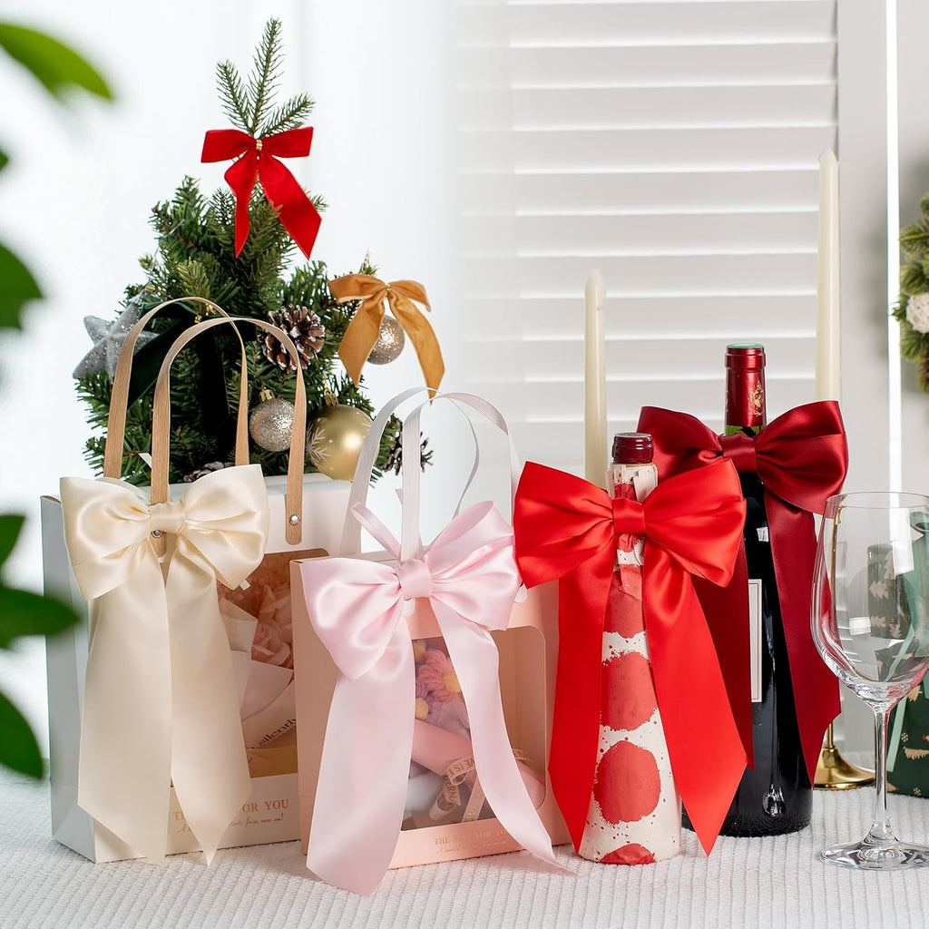 MORSUNBELA Schleifen Deko Hochzeit Geschenkschleifen Groß Weiß | Große Geschenkschleifen,elegante Deko für Hochzeit,Geburtstag,Weihnachten,Adventskranz,Weihnachtsbaum und Girlanden