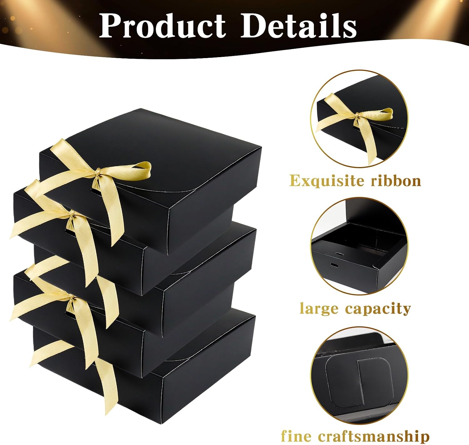 15 Stück Karton Geschenkboxen Schwarz,Geschenkboxen mit Deckel und Bändern | 16x16x5cm,Kraftpapier Geschenk Box zum Selber Aufbauen für Geschenke,Hochzeit,Party,Geburtstag,Weihnachten,Valentinstag