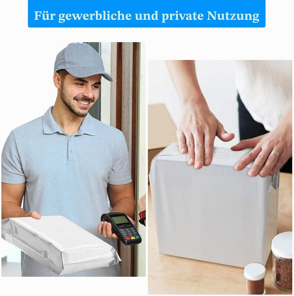 60 Stück Versandtaschen Set (4 Größen) - Blickdichte Versandbeutel Kleidung, Wasserdichte Folienversandtaschen Kunststoff mit Klebestreifen, Warensendung Verpackung Grau